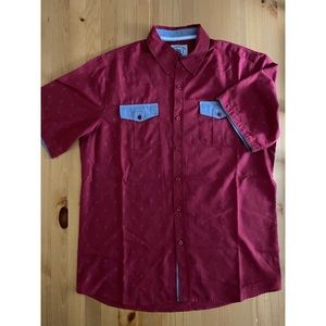 Red Short Sleeve Button Up Shirt